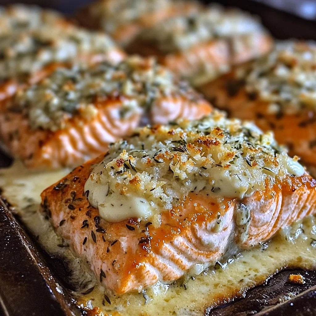 Baked Salmon with Mayo and Parmesan Herb Crust