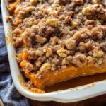 Cinnamon Streusel Swirled Maple Sweet Potato Casserole