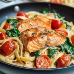Healthy & Creamy Tuscan Salmon Pasta