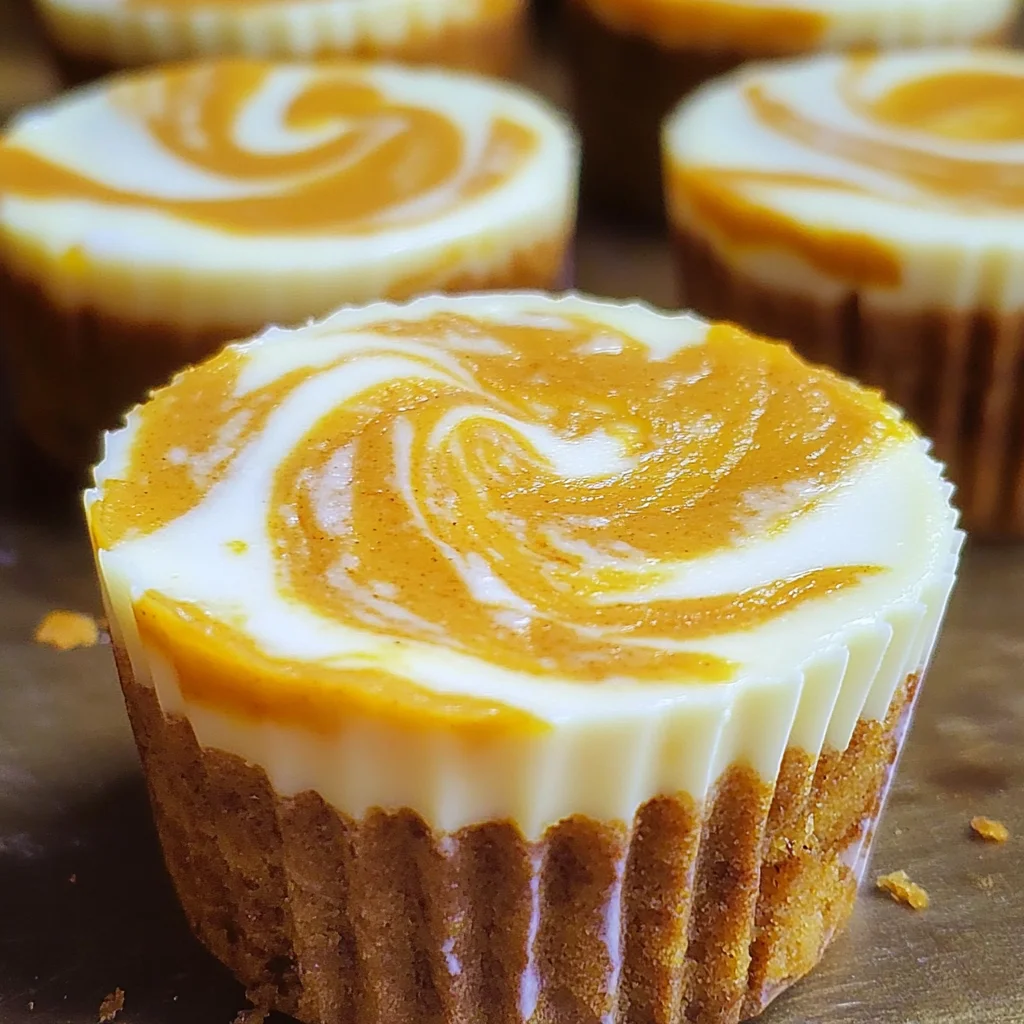 Mini Pumpkin Swirled Cheesecakes