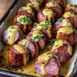 Mustard Hasselback Kielbasa Bites