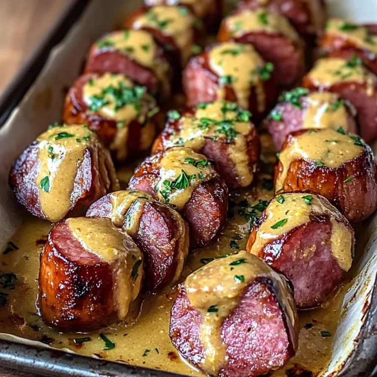 Mustard Hasselback Kielbasa Bites