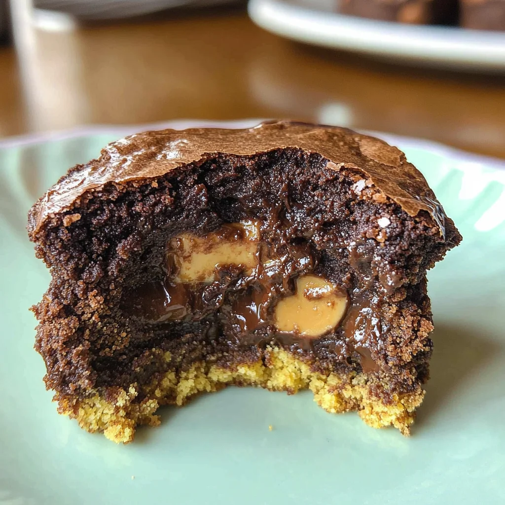 Peanut Butter Cup Stuffed Brookies