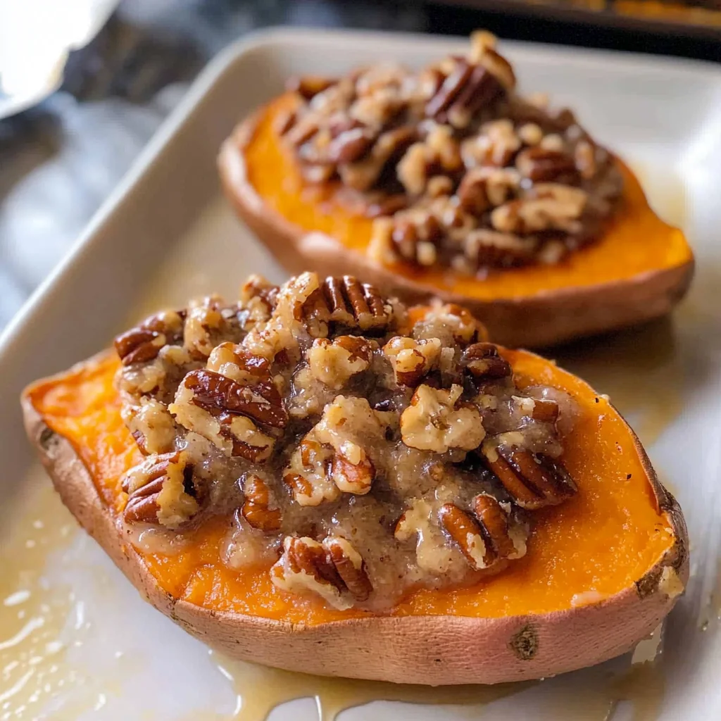 Pecan pie double baked sweet potatoes