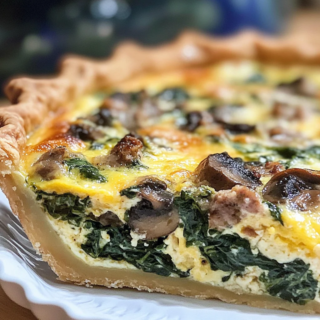Perfect Quiche with Spinach, Sausage, Mushroom & Cheese