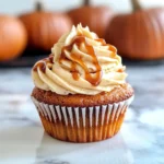 Pumpkin Cupcakes with Caramel Cream Cheese Frosting