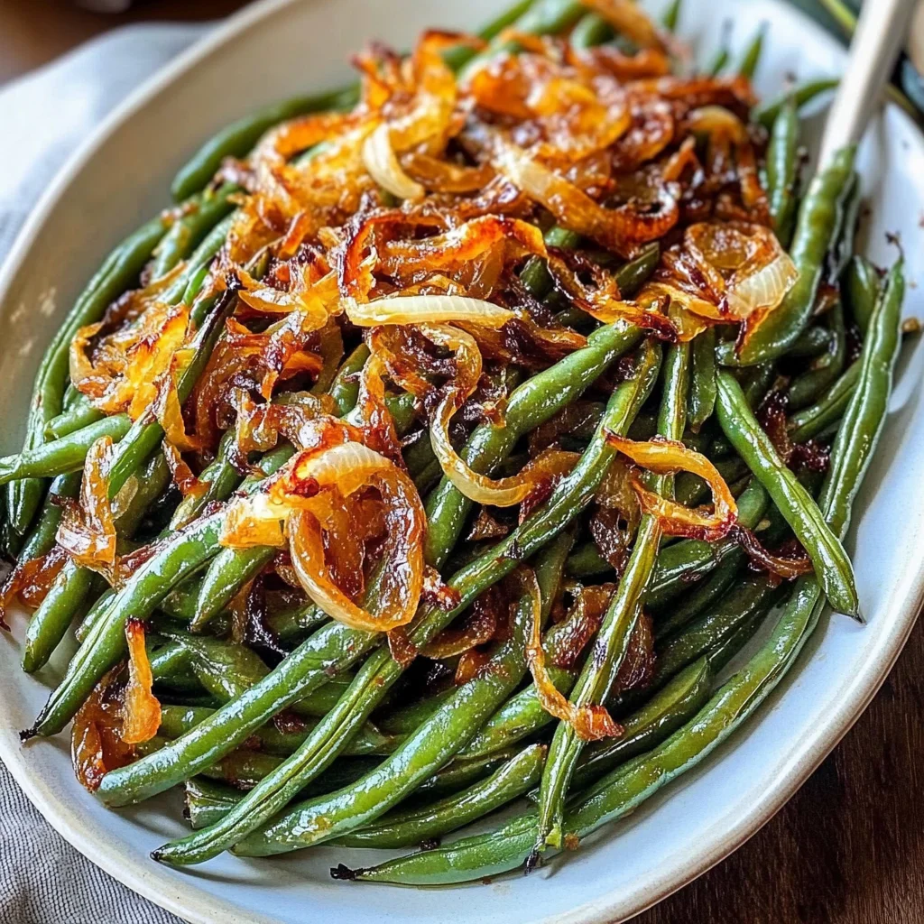 Roasted Green Beans with Caramelized Onions