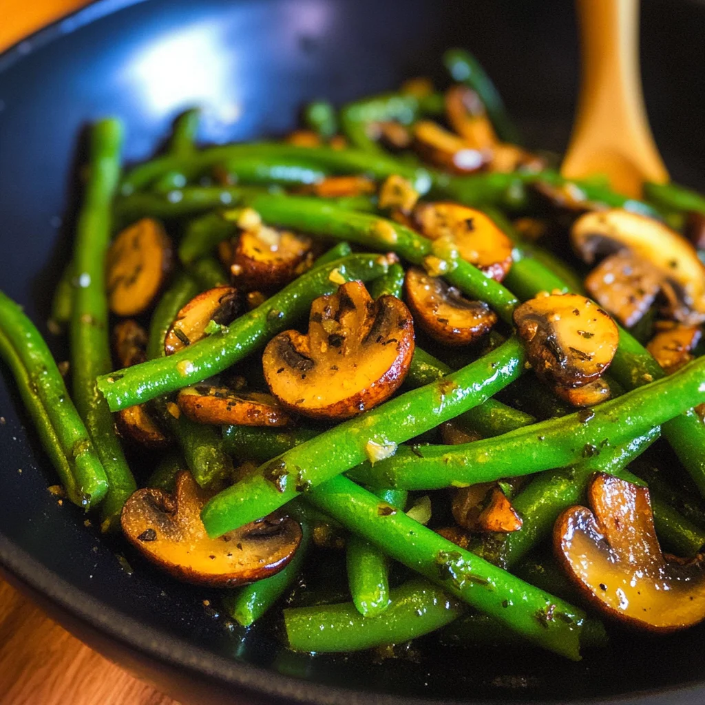 Sautéed Garlicky Green Beans and Mushrooms