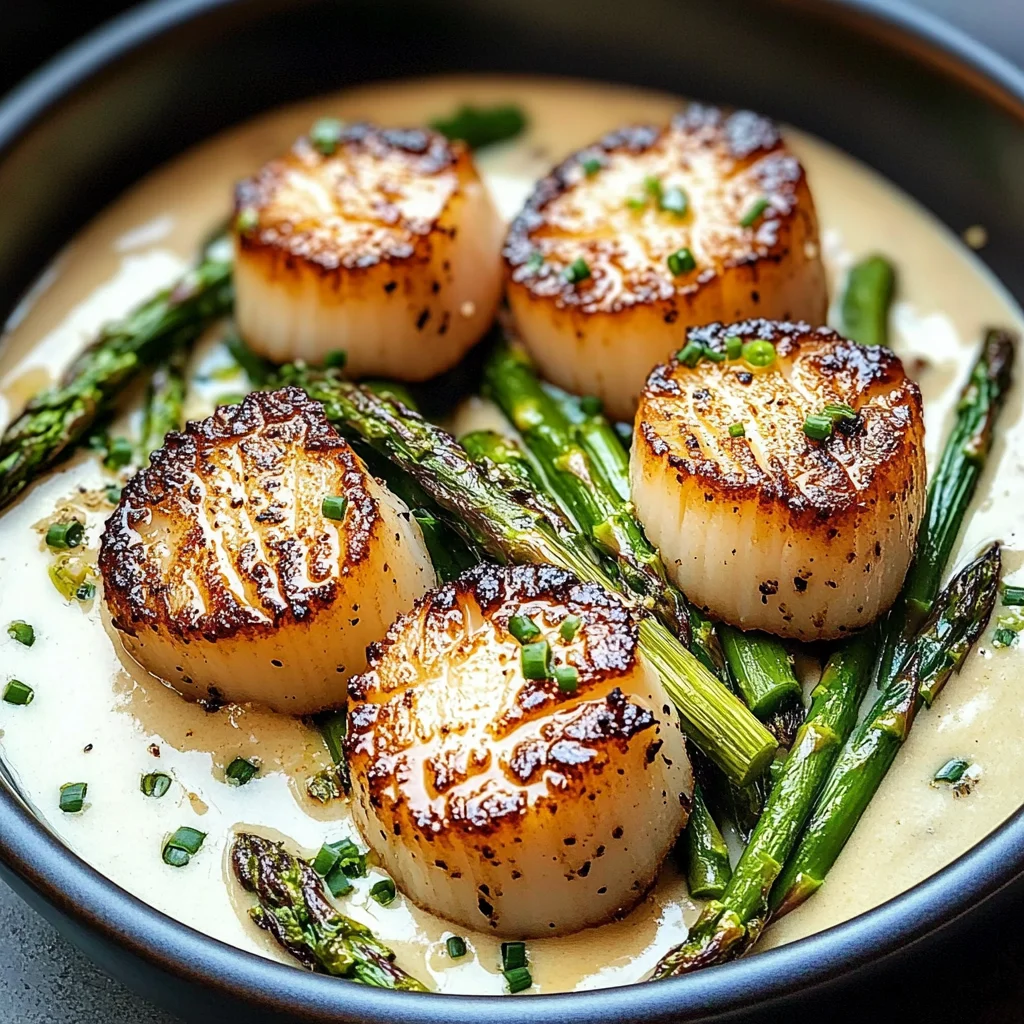 Seared Scallop Bowls with Asparagus & Creamy Sauce