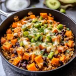 Southwest Sweet Potato, Black Bean and Rice Skillet