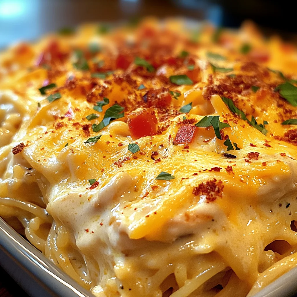 Spicy Southern Cheesy Chicken Spaghetti Casserole