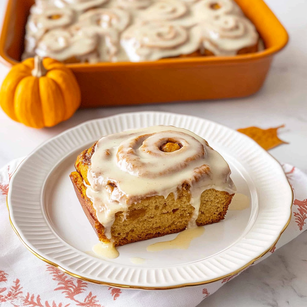 Cinnamon Roll Pumpkin Bread with Cream Cheese Glaze
