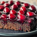 Chocolate Cherry Upside Down Cake 🍒🍫