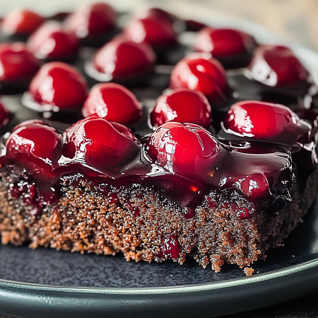 Chocolate Cherry Upside Down Cake 🍒🍫