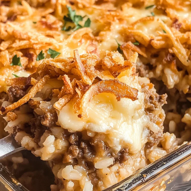 Beefy French Onion Baked Rice Casserole