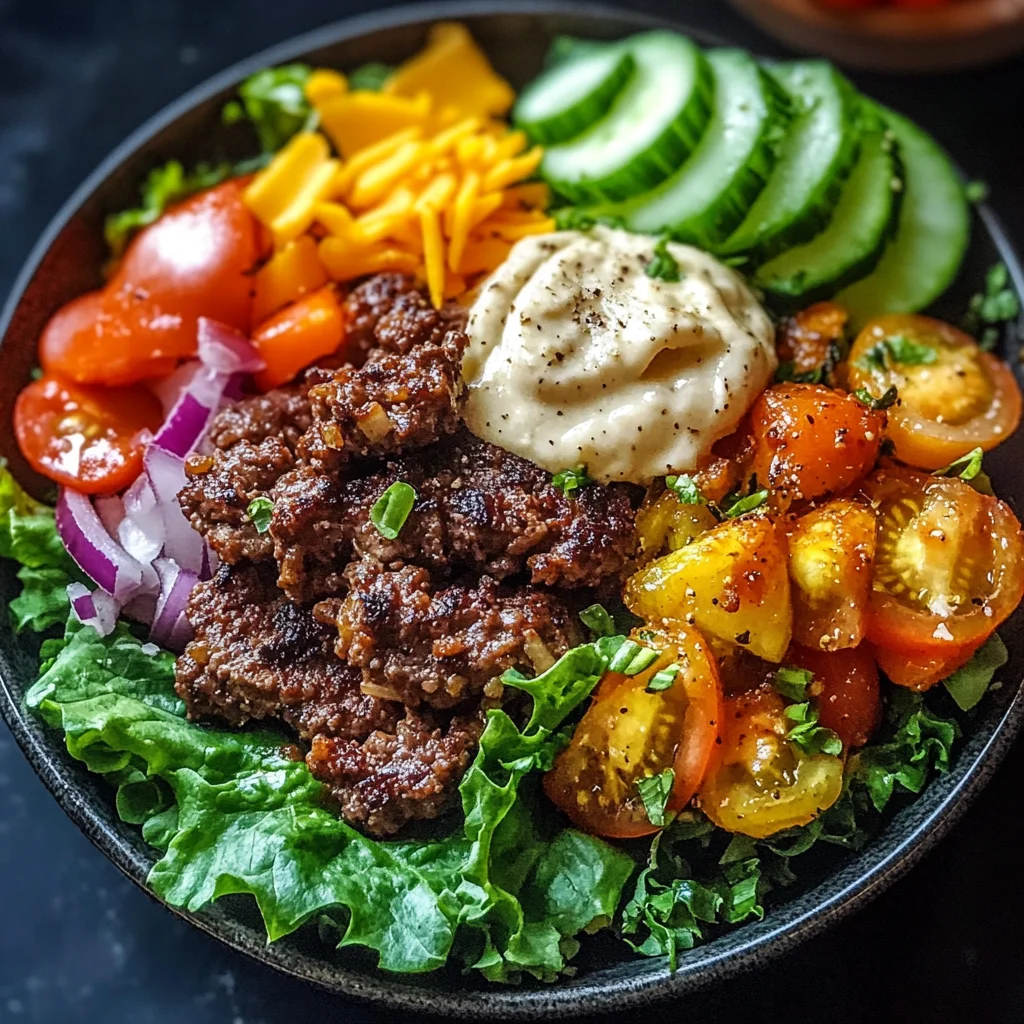 Burger Bowls with Caramelized Onion Aioli (All the Flavor, None of the Bun!)