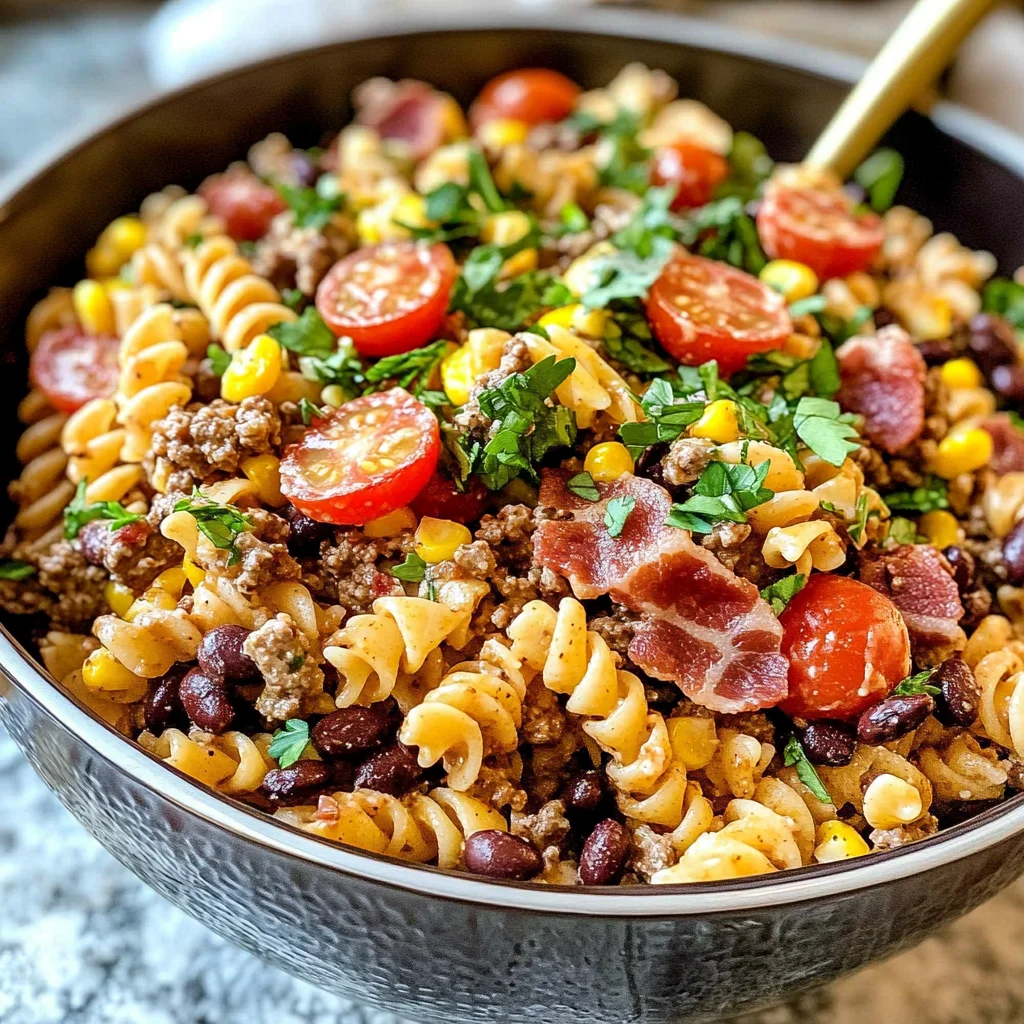 Cowboy Pasta Salad with the BEST Dressing!