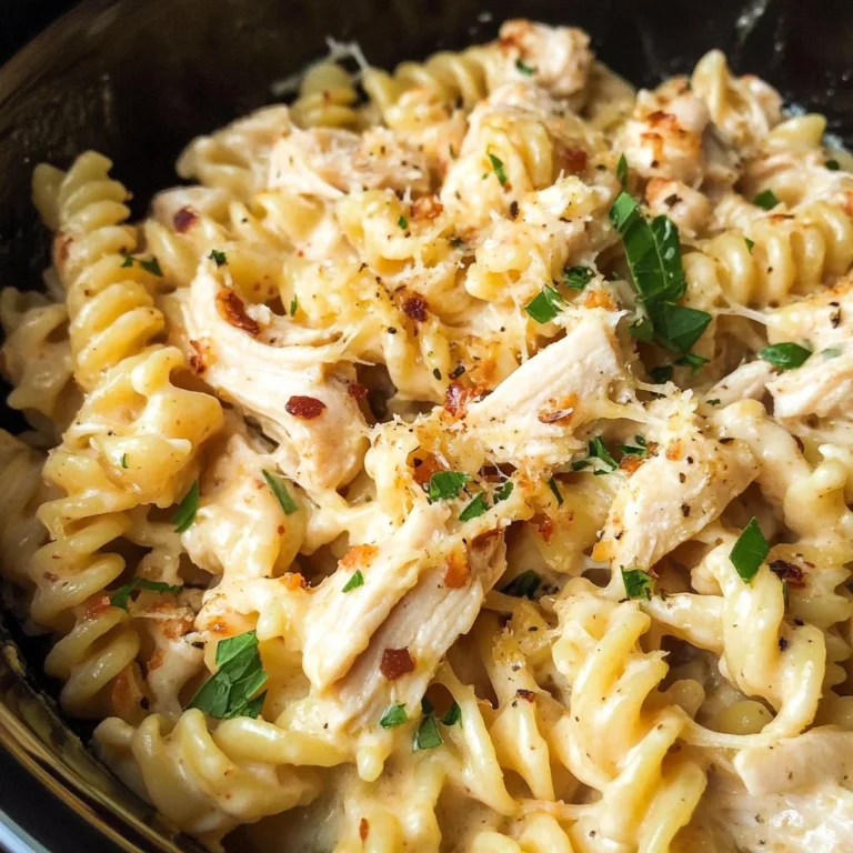 Crockpot Garlic Parmesan Chicken Pasta