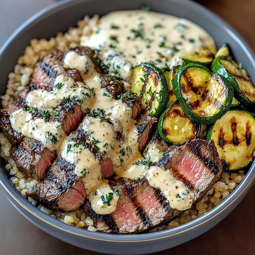 Grilled Steak Bowl Creamy Sauce