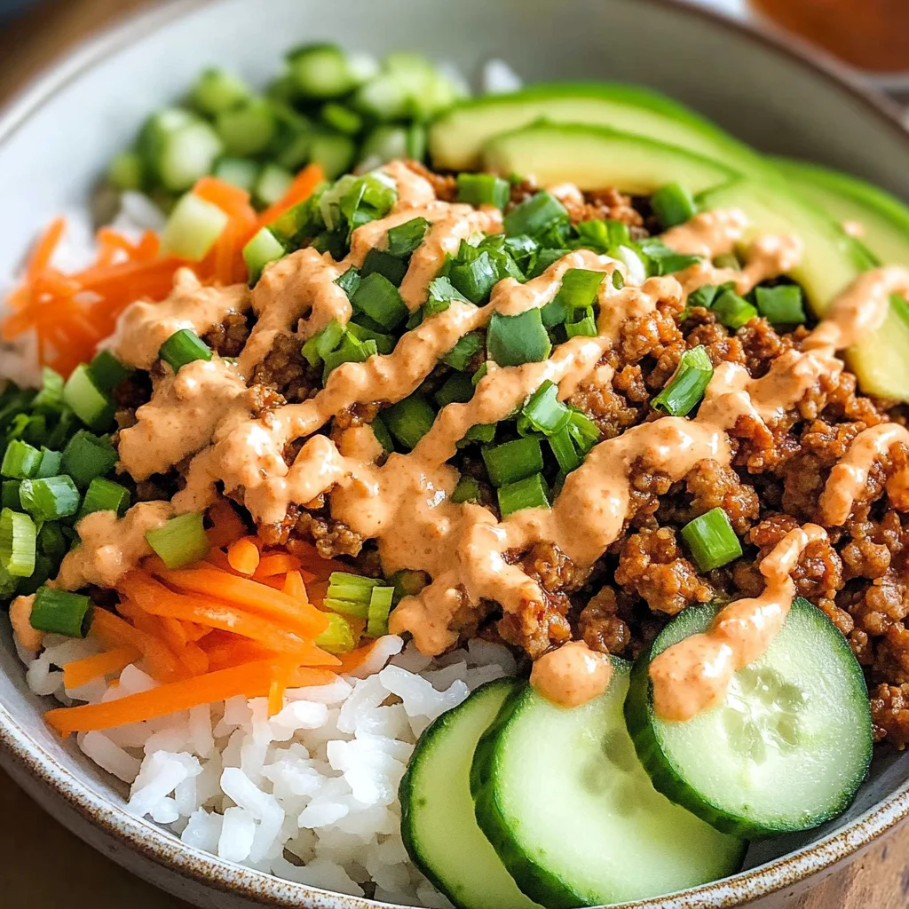 Ground Turkey Rice Bowls with Bang Bang Sauce