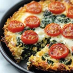 Hashbrowns, Spinach and Tomato Pie