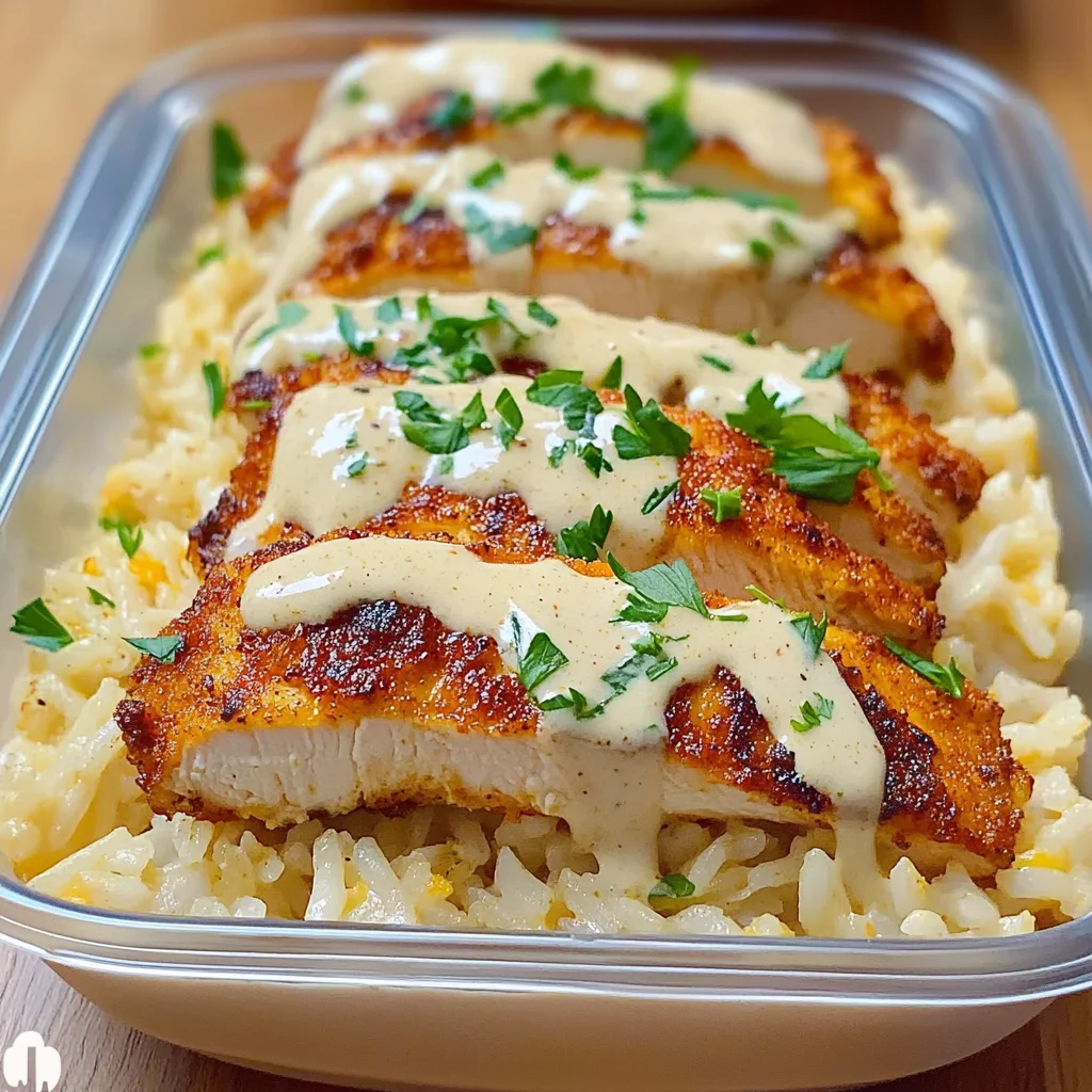 High Protein Creamy Cajun Chicken with Garlic Rice