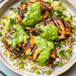 Peruvian Chicken and Rice with Green Sauce