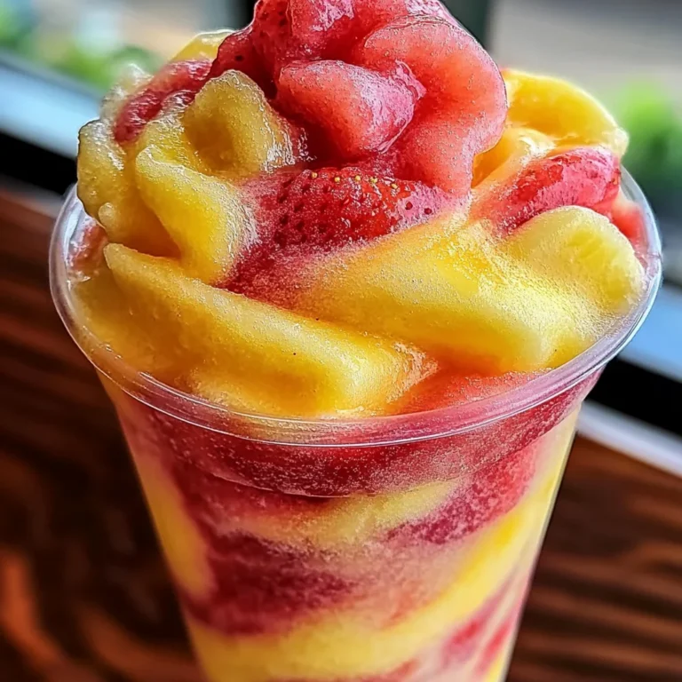 Pineapple Strawberry Swirled Slushies