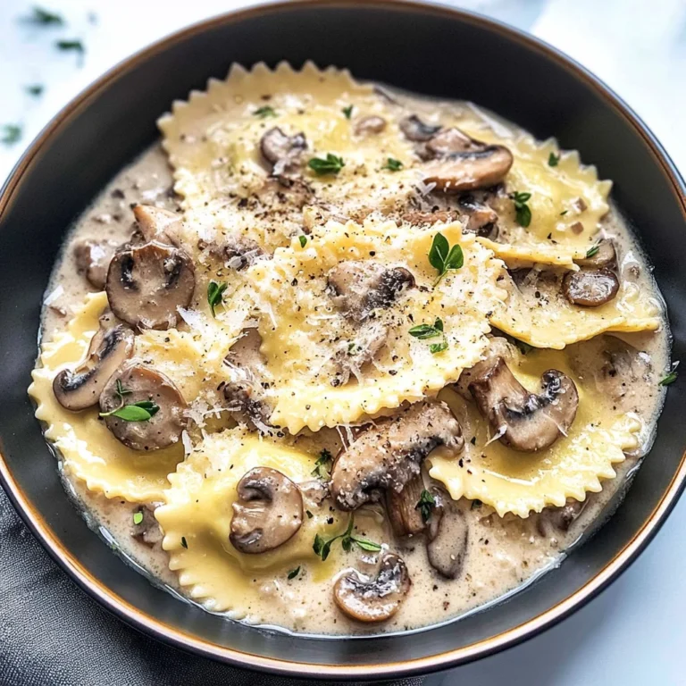 Ravioli with Mushroom Cream Sauce