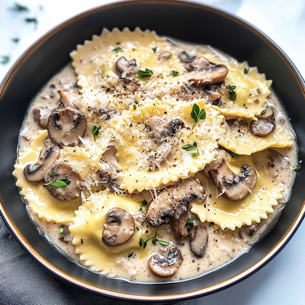 Ravioli with Mushroom Cream Sauce