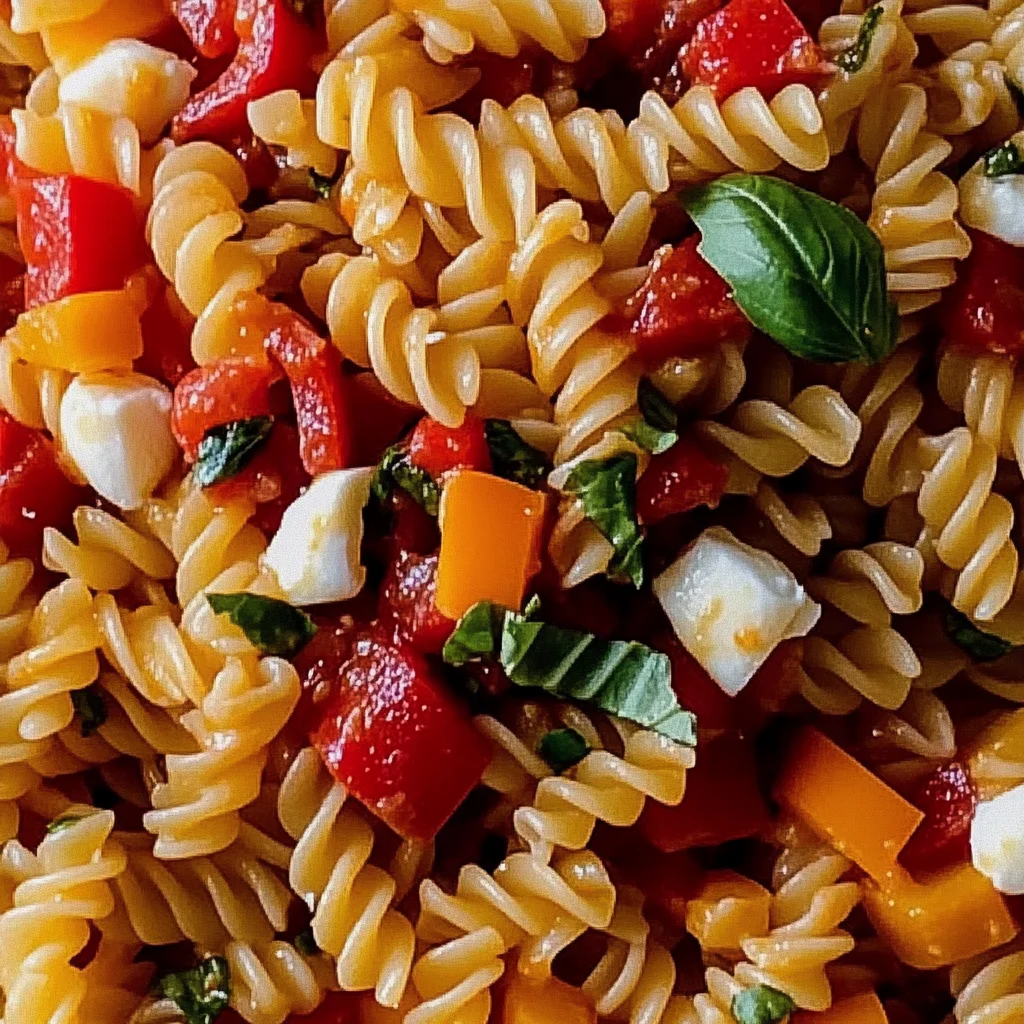 Roasted Red Pepper Bruschetta Pasta Salad
