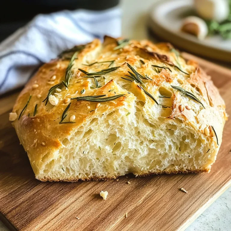 Rosemary Garlic No-Knead Bread, the Two Hour Method