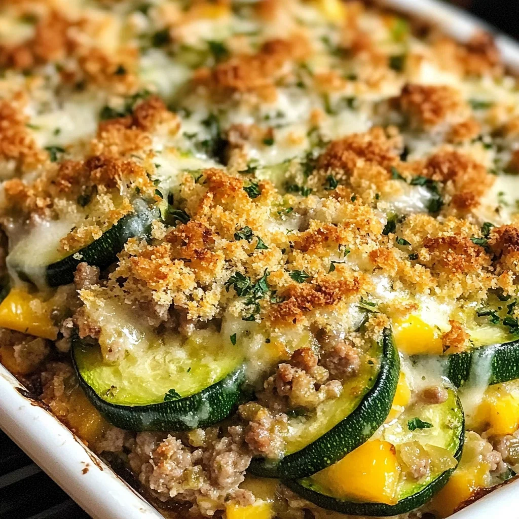 Savory Ground Turkey Zucchini Casserole