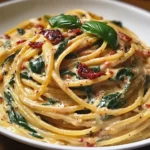 Spaghetti with Spinach and Sun-Dried Tomato Cream Sauce