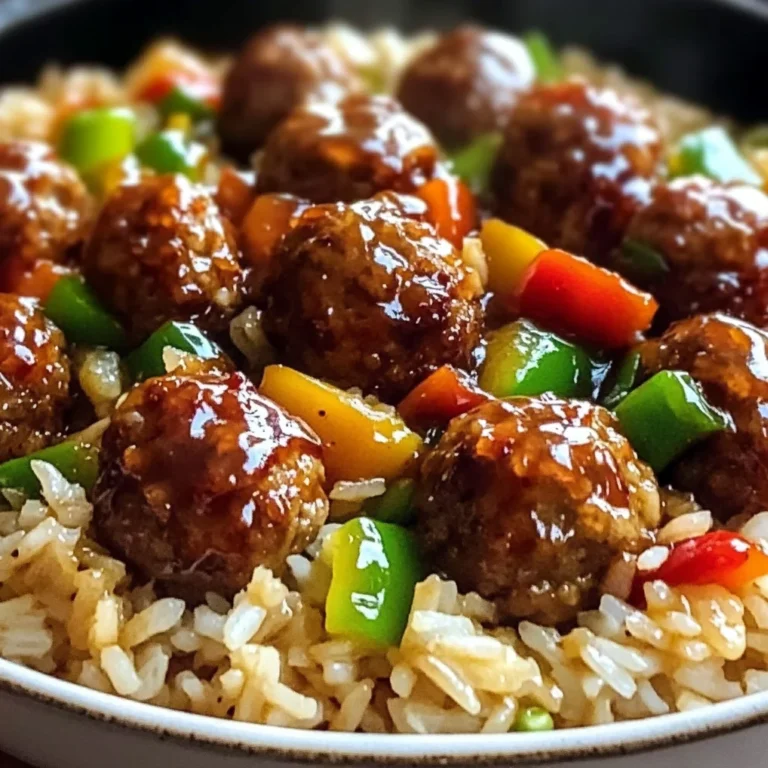 Honey Garlic Meatball Rice Bake