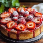 Easy Strawberry Cake with Strawberry Sauce