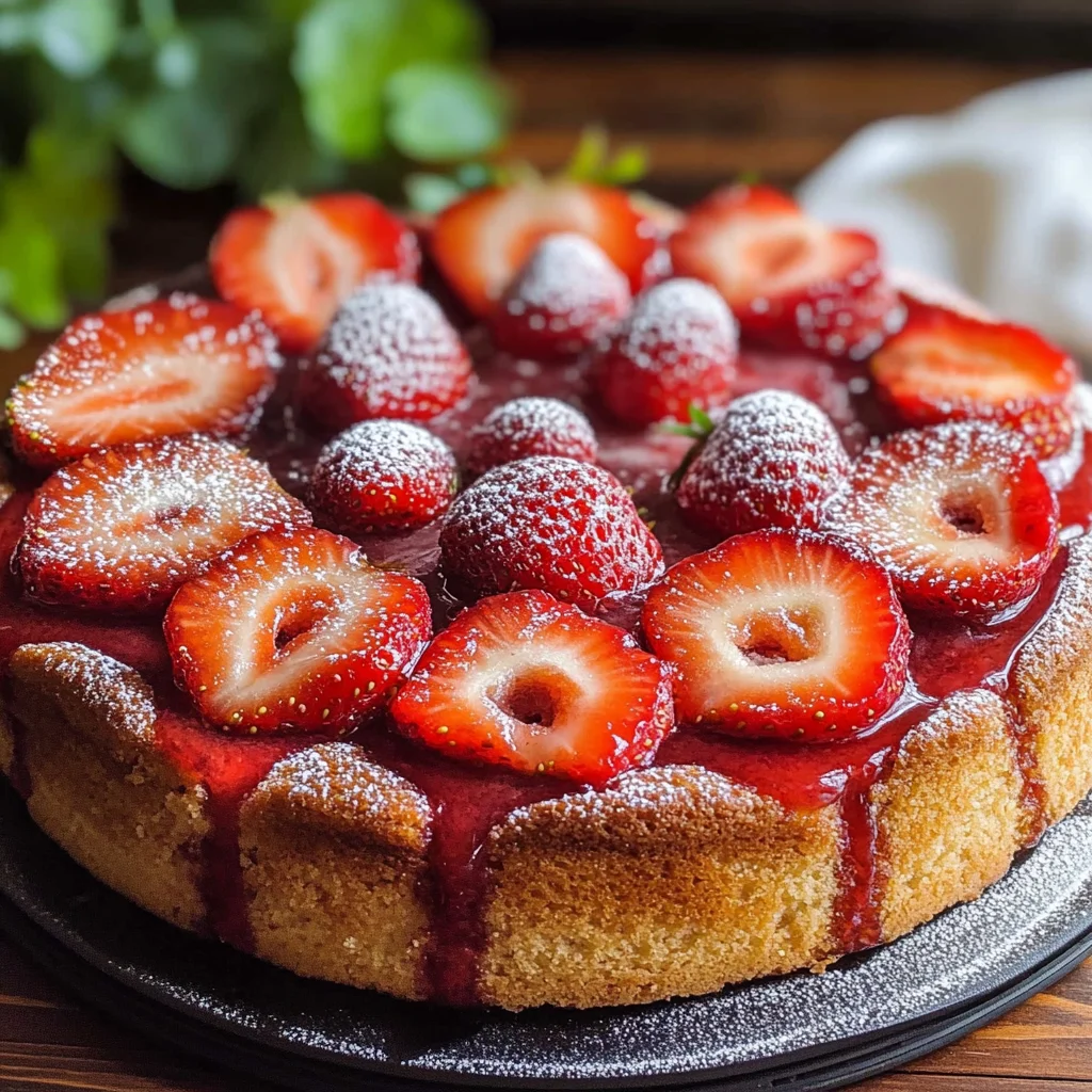Easy Strawberry Cake with Strawberry Sauce
