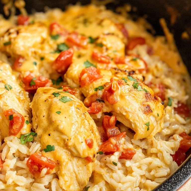 One Pot Queso Chicken and Rice