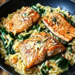 One Skillet Salmon with Lemon Orzo