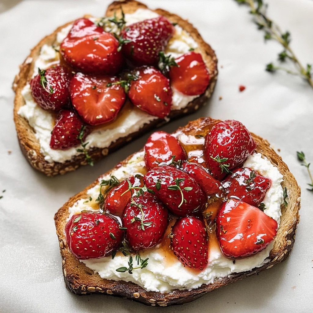 Roasted Strawberry Whipped Ricotta Toast