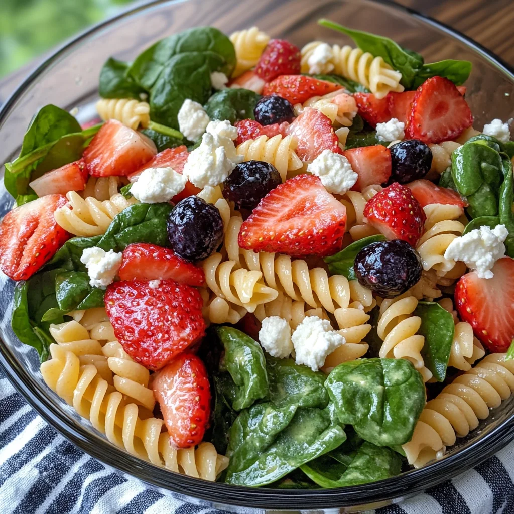 Strawberry Spinach Pasta Salad