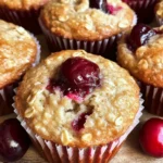 Fluffy Cherry Oatmeal Breakfast Muffins