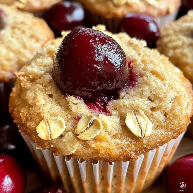 Fluffy Cherry Oatmeal Breakfast Muffins