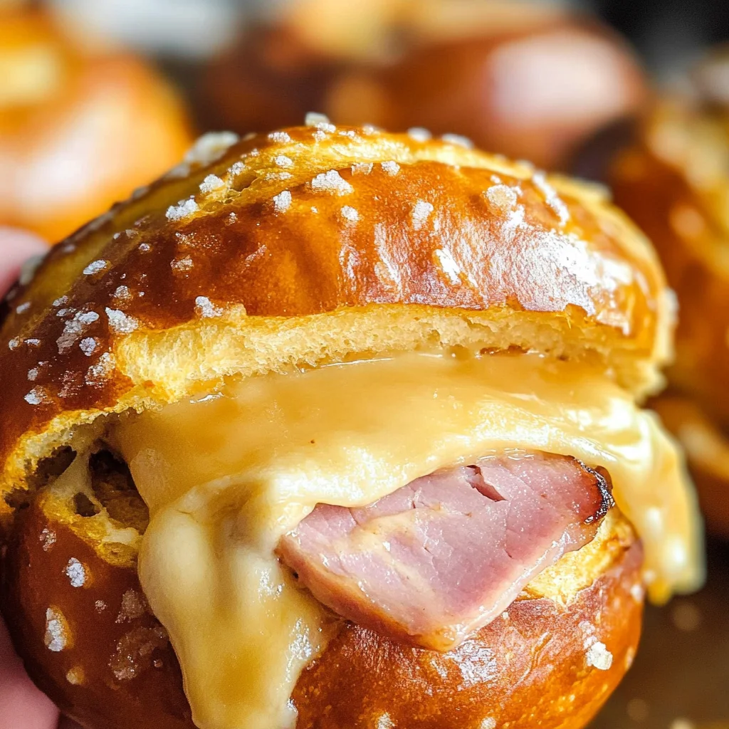Honey Mustard Ham & Cheese Pretzel Sliders