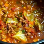 Slow Cooker Spicy Cabbage Beef Soup